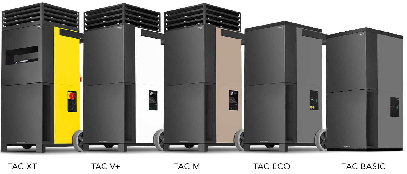 Depuratori d'aria ad alte prestazioni Trotec: TAC XT, TAC V+, TAC M, TAC ECO e TAC Basic