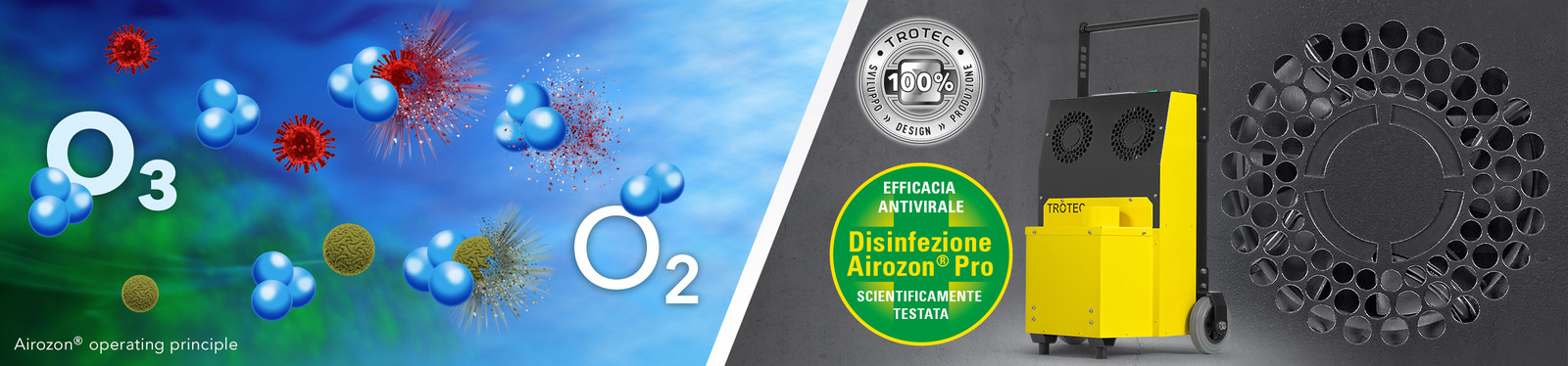 Dispositivo professionale per disinfezione a ozono Airozon Supercracker Trotec