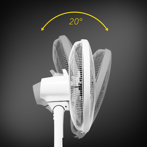 L’angolo di inclinazione della testa del ventilatore regolabile in verticale fino a 20°.