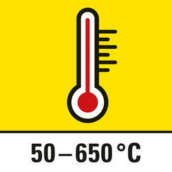 Temperatura dell'aria calda preselezionabile in scatti da 10 gradi, da 50 °C fino a 650 °C