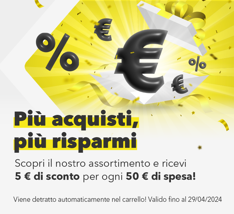 Più acquisti, più risparmi - Scopri il nostro assortimento e ricevi 5 € di sconto per ogni 50 € di spesa!